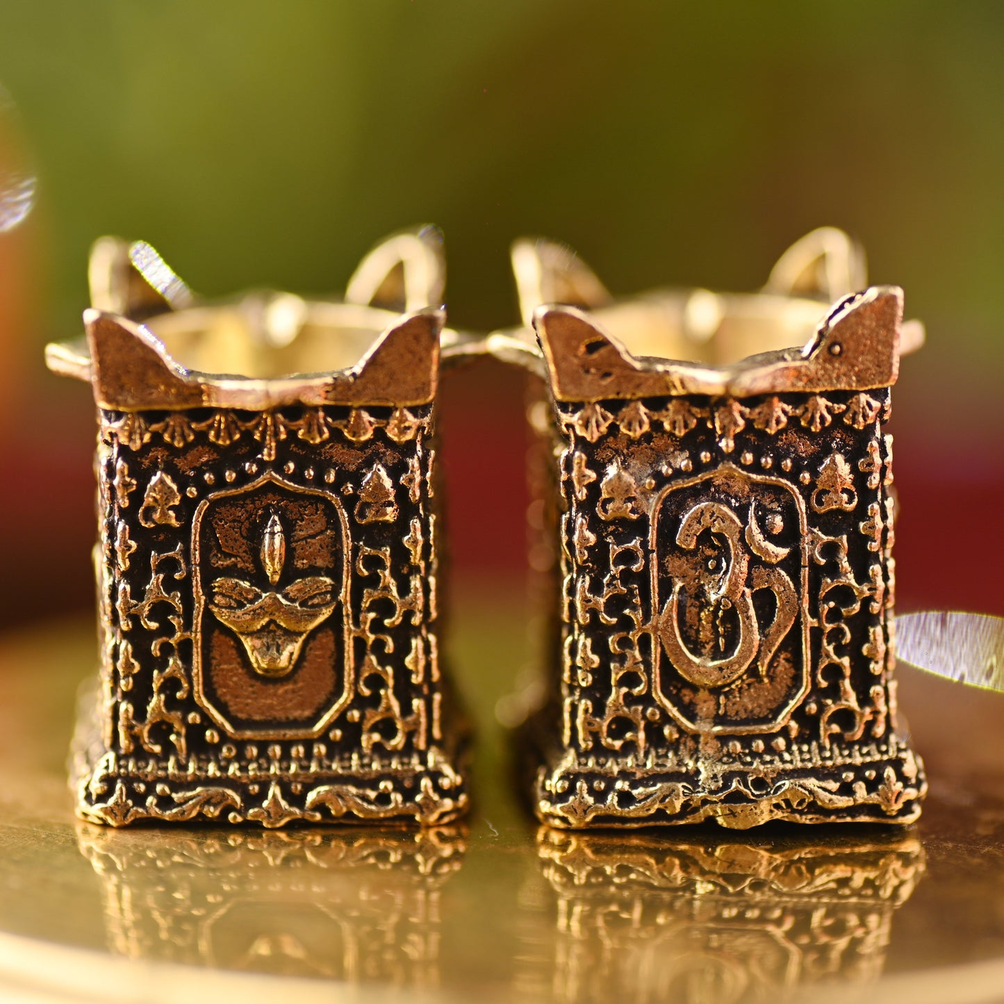 Brass Tulsi Diya Pair – Traditional Pooja Essentials (1.3 Inch)