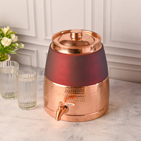 Copper Half Hammered Water Dispenser – Premium (10.5 Inch)