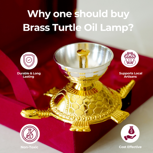 Single Miniature Brass Tortoise / Turtle Oil Lamp (Vastu Tortoise Lamp)