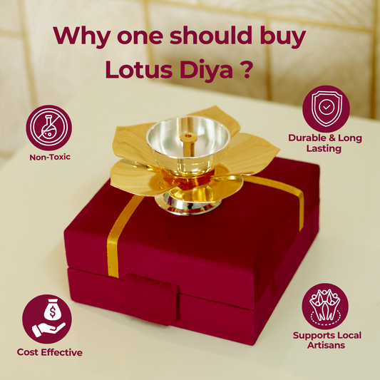 Lotus Diya / Deepak with Velvet Box