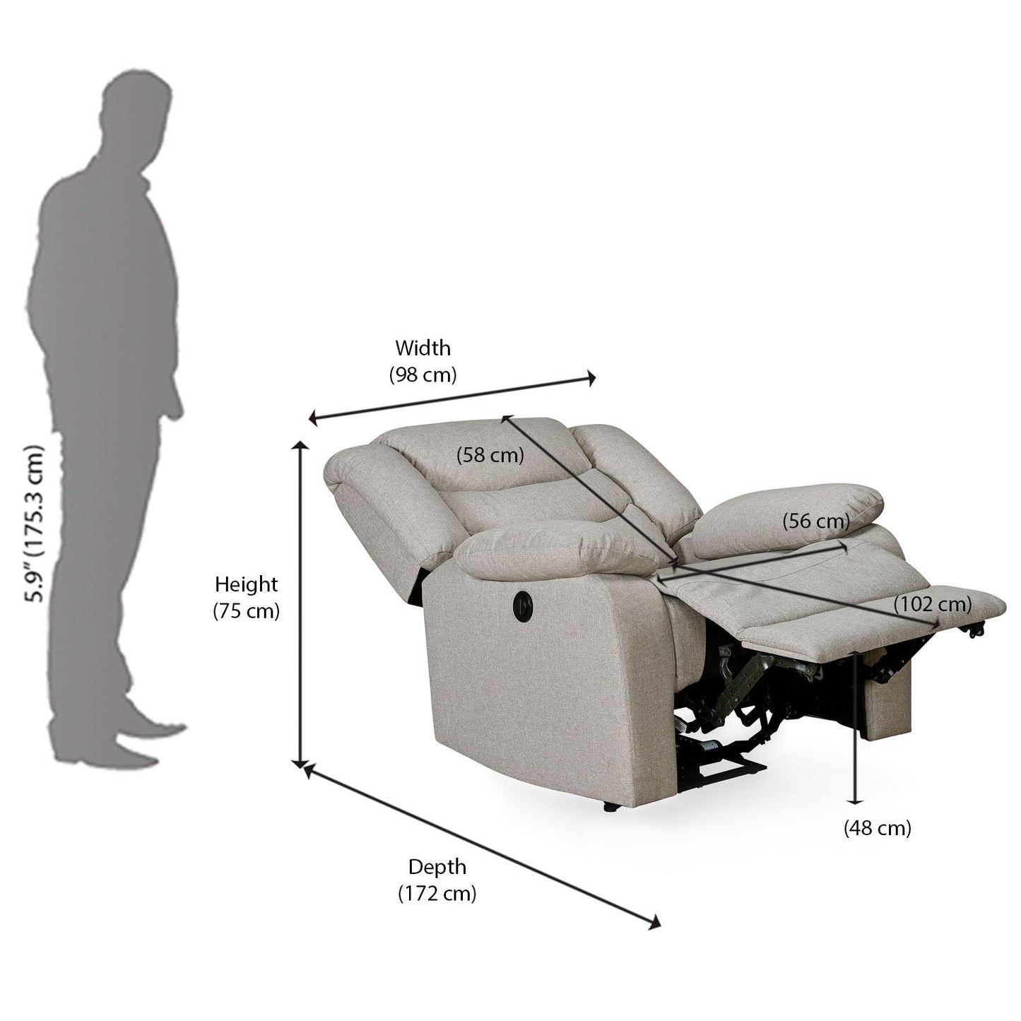 Nilkamal Era 1 Seater Electric Recliner (Honey Beige)