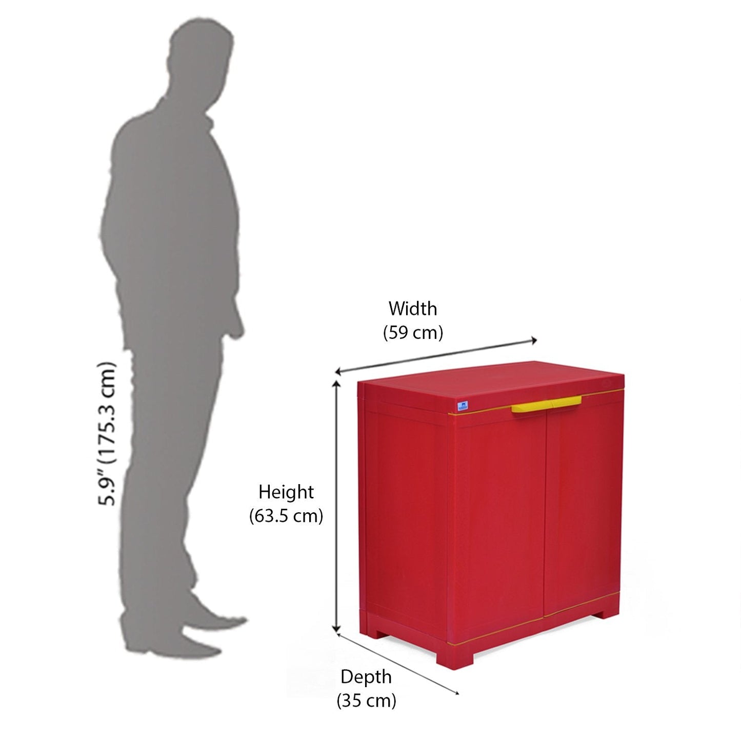 Nilkamal Freedom Mini Small (FMS) Plastic Storage Cabinet (Bright Red / Yellow)
