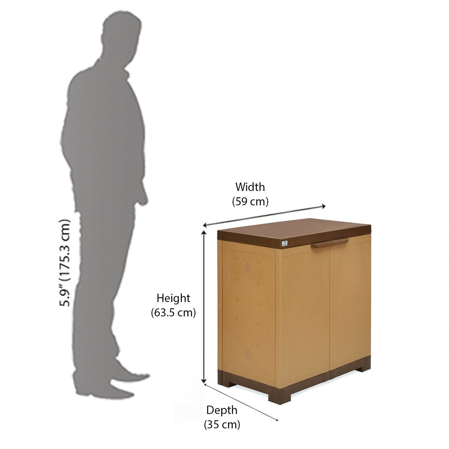 Nilkamal Freedom Mini 09 (FMSC09) Plastic Shoe Cabinet (Sandy Brown / Dark Brown)