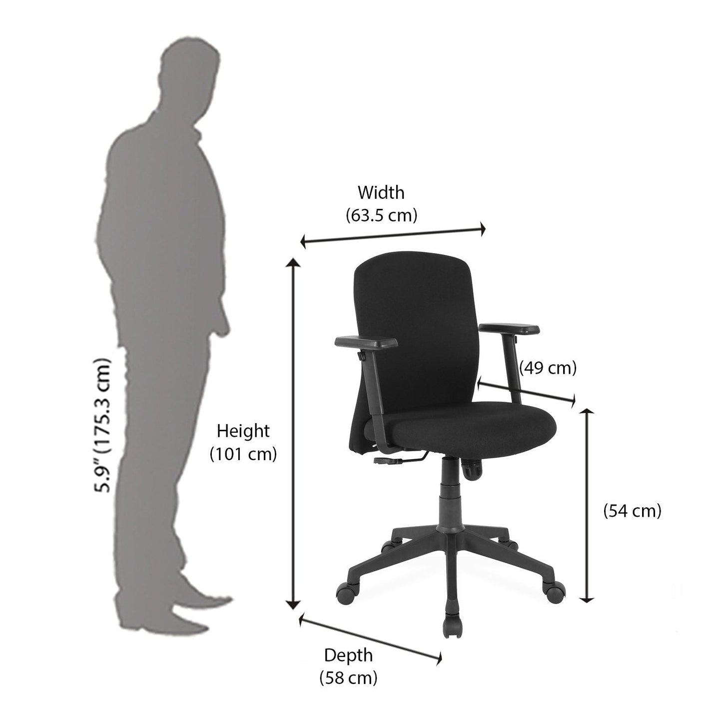 Nilkamal Gary Low Back Chair (Black)