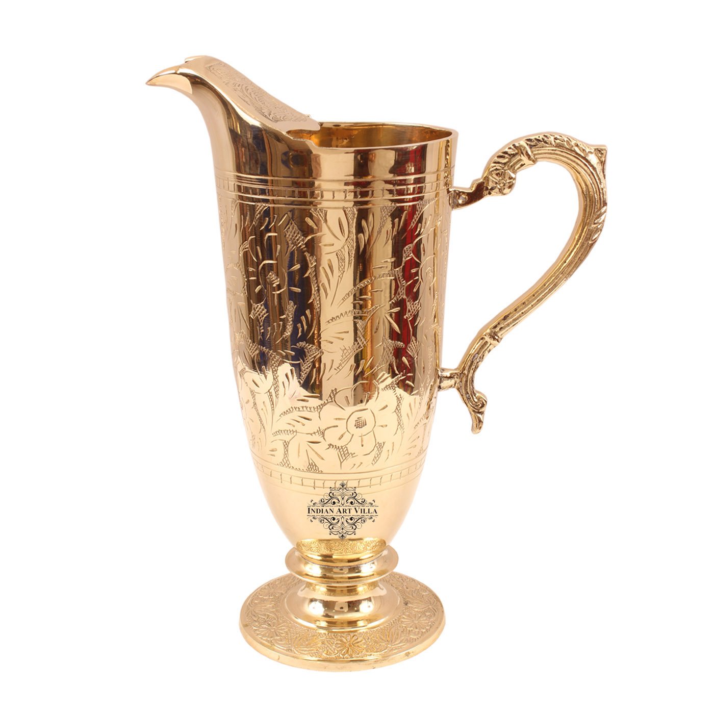 Pure Brass Designer Kalamkari Jug with Designer Handle- 1600 ML