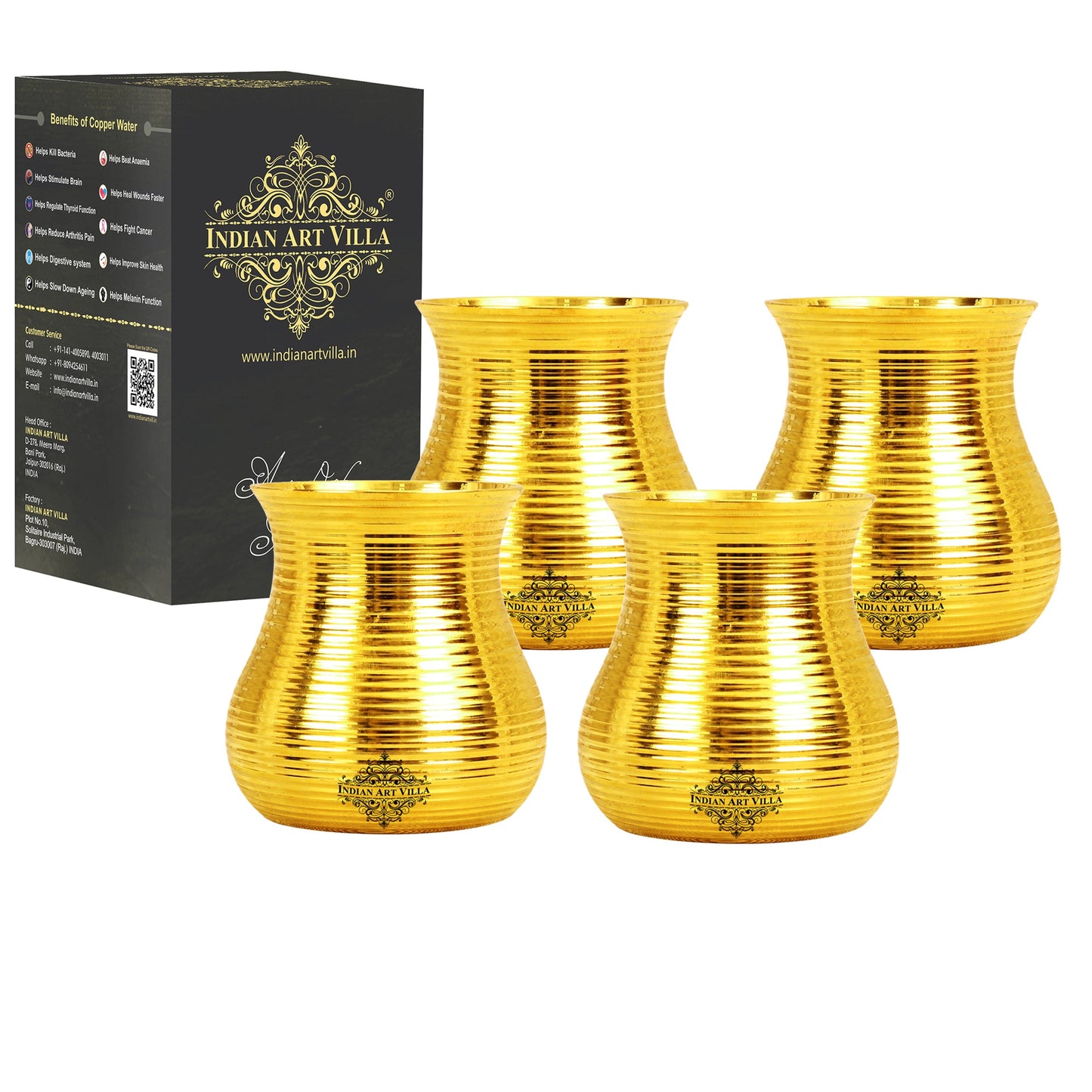 Pure Brass Half Lining Design Glass 350ml