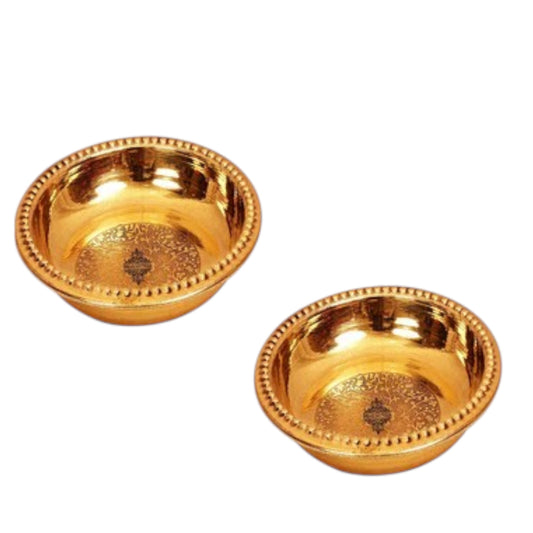 Brass Embossed Designer Rice Plate with Beaded Design 100 ml