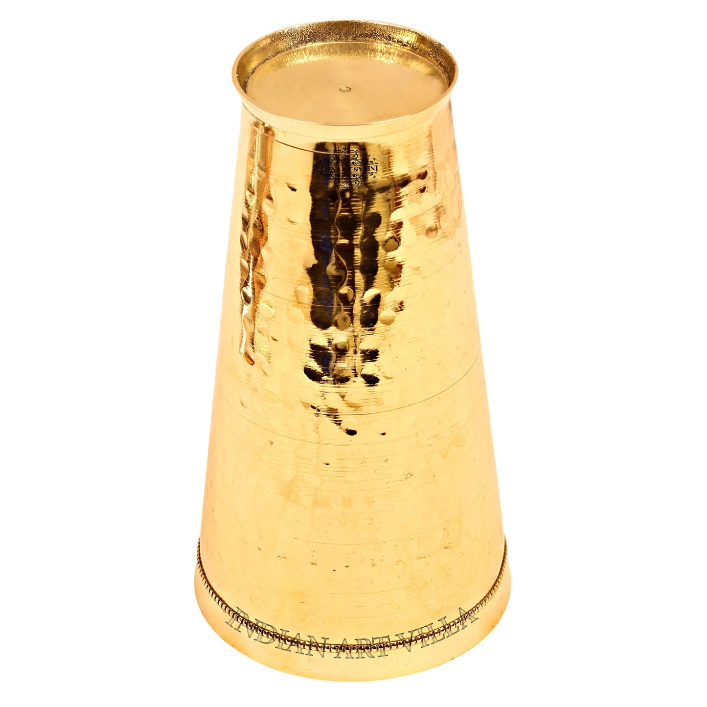 Handcrafted Pure Brass Lassi Glass Tumbler with Hammered Design