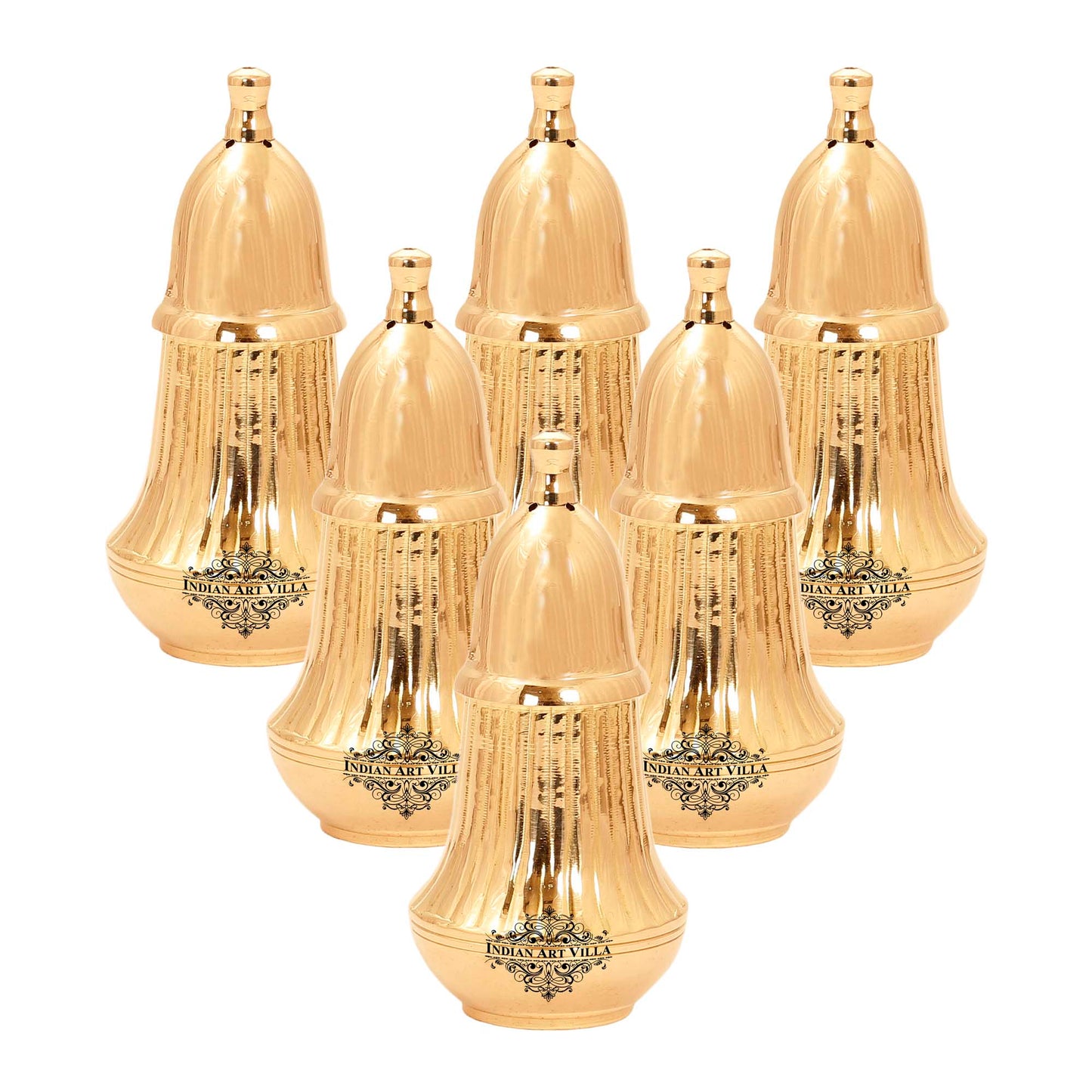 Brass Pepper & Salt Shaker Lining Design Storage For Pepper Powder Tableware Home Hotel Restaurant