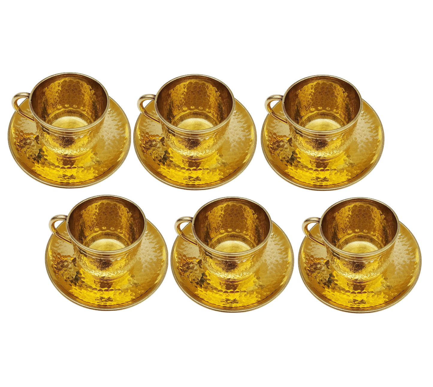 Pure Brass Hammered Cup & Saucer Set, Drinkware, Tableware, 150 ml