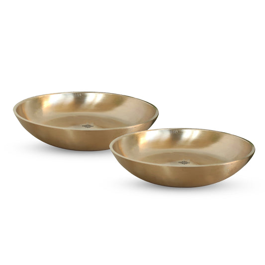 Brass Rice Plate With Matt Finish Design, Decorative Dinnerware, Tableware and Serveware for Home Hotel Restaurant, Diameter-10.92 cm