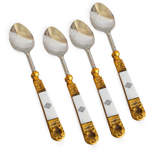 Steel Brass Spoon With Antique Embossed Design