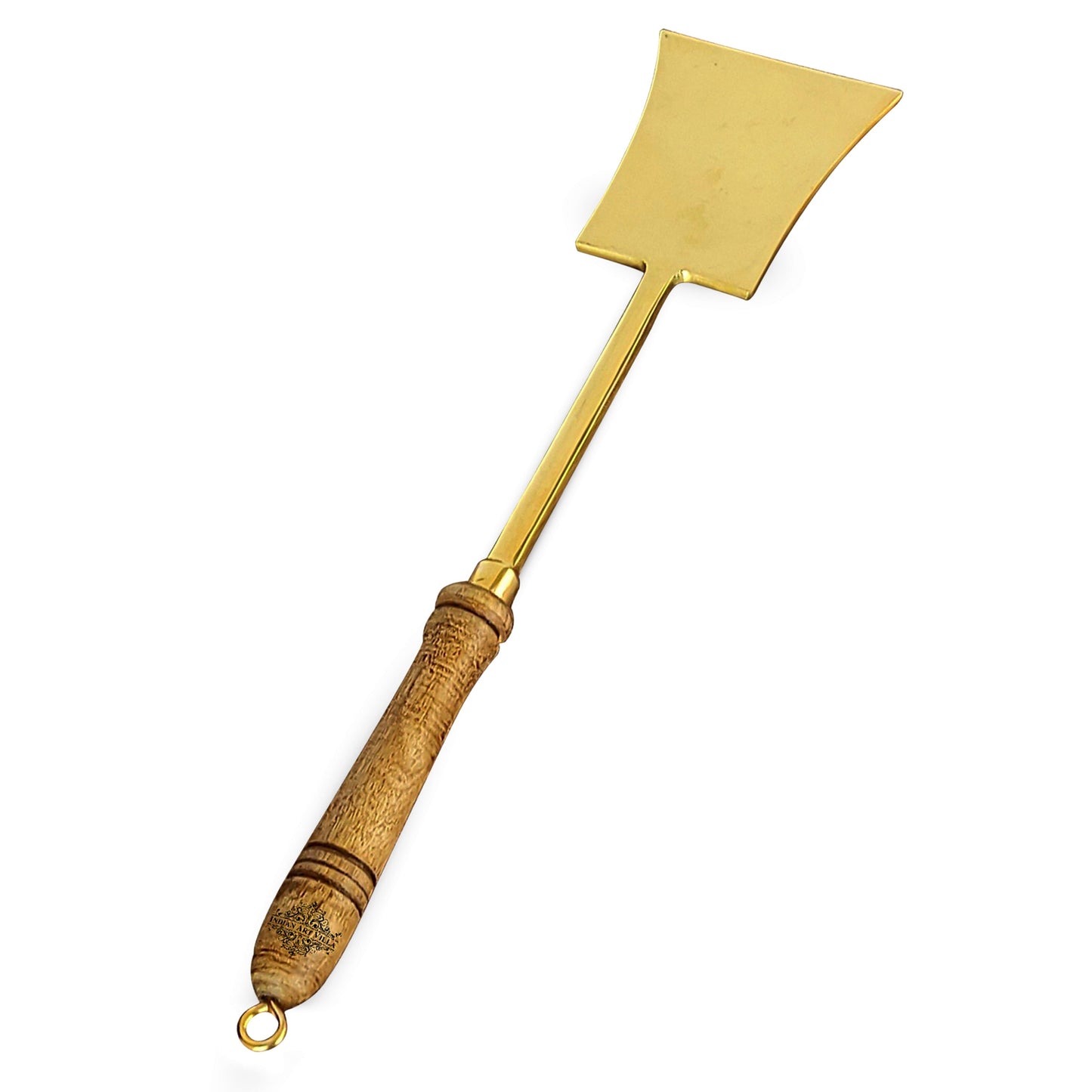Pure Brass Gold Tavetha / Flat Turner for Dosa, Roti, Chapati With Wooden Handle - Length - 36.83 cm