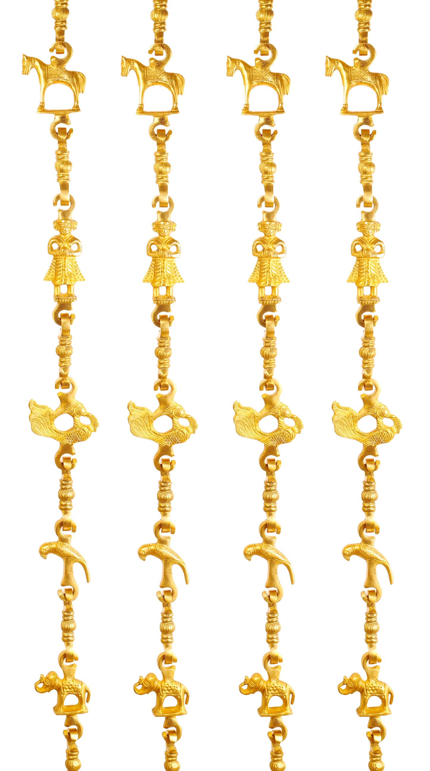 Pure Brass Jhula Chain Horse, Men Guard, Peacock, Parrot, Elephant, Rudraksh Design, 196.09 CMS