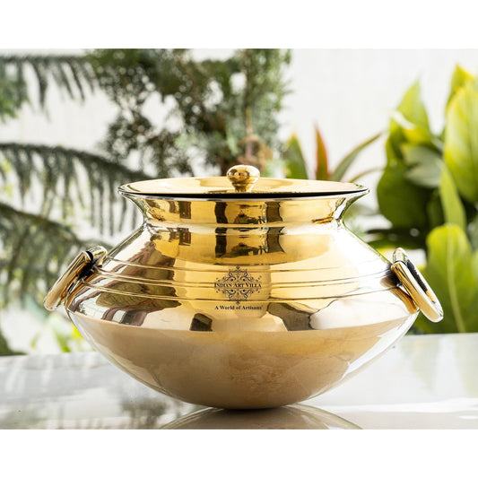 Brass Lining Design Patila Handi with tin Lining -3000 ML,With Handle with Lid