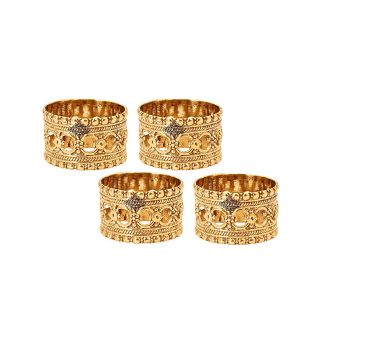 Pure Brass Designer Napkin Ring Decoration For Dining Table Setting Diameter:- 4.32 cm Gold