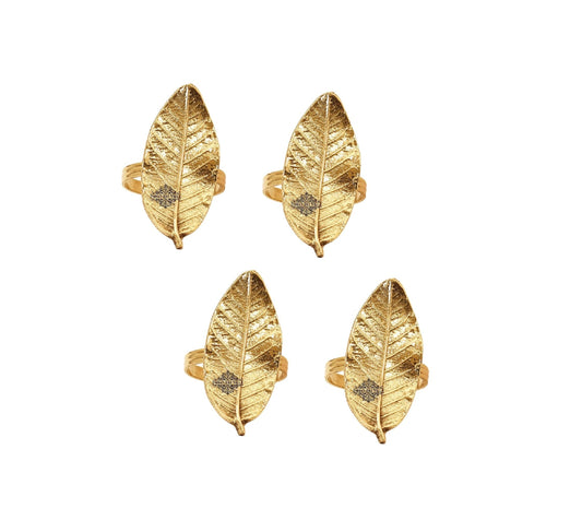 Brass Leaf Design Napkin Ring, Oval Shaped, Home Décor, Tableware, 4.06 cm