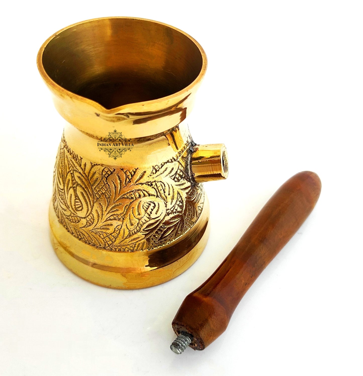 Pure Brass Turkish Kettle Mug with wooden Handle | Coffee / tea Mug Pourer