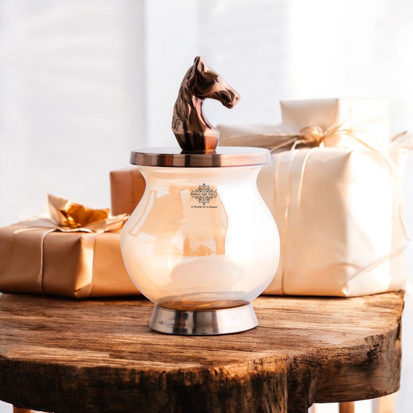 Horse Head Decorative Jar –2000 ML, Handcrafted Luxury Home Décor, Multipurpose Storage