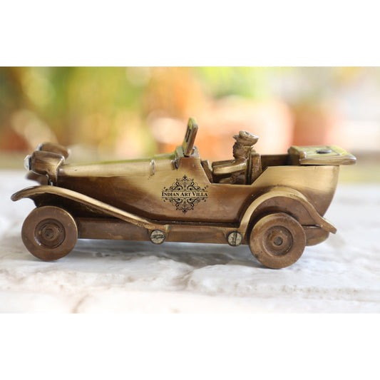 Brass Handcrafted Vintage Open Car Showpiece Figurine, Home Hotel Office Decorative Item, Size-5x11.5 cm
