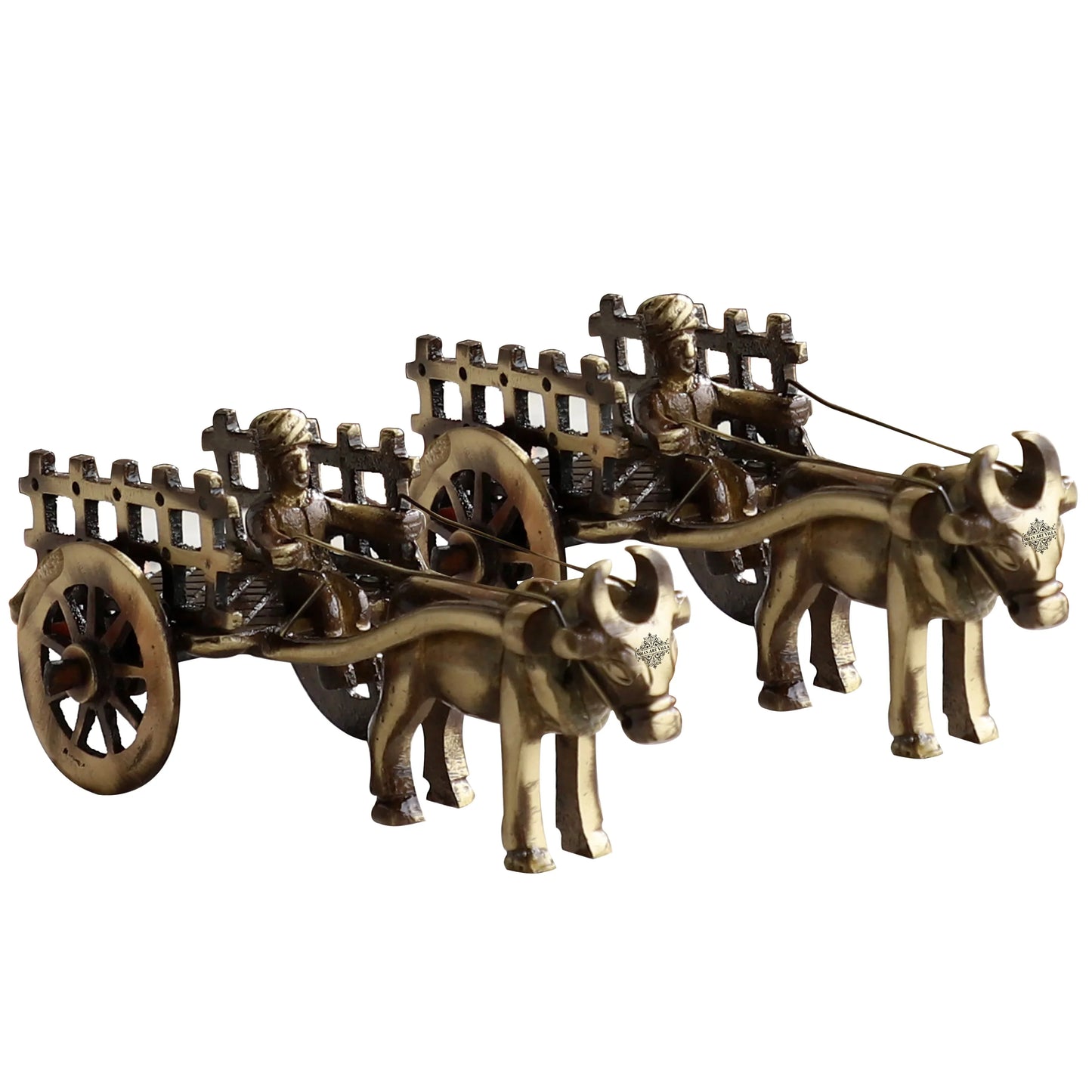Brass Handcrafted Open Bull Cart Showpiece Figurine, Home Hotel Office Decorative Item, Size-4.5x11.5 cm