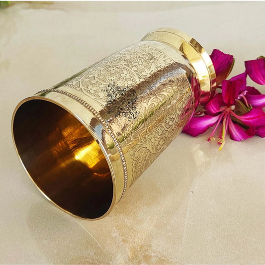 Brass Embossed Tumblers Set - 300 ML