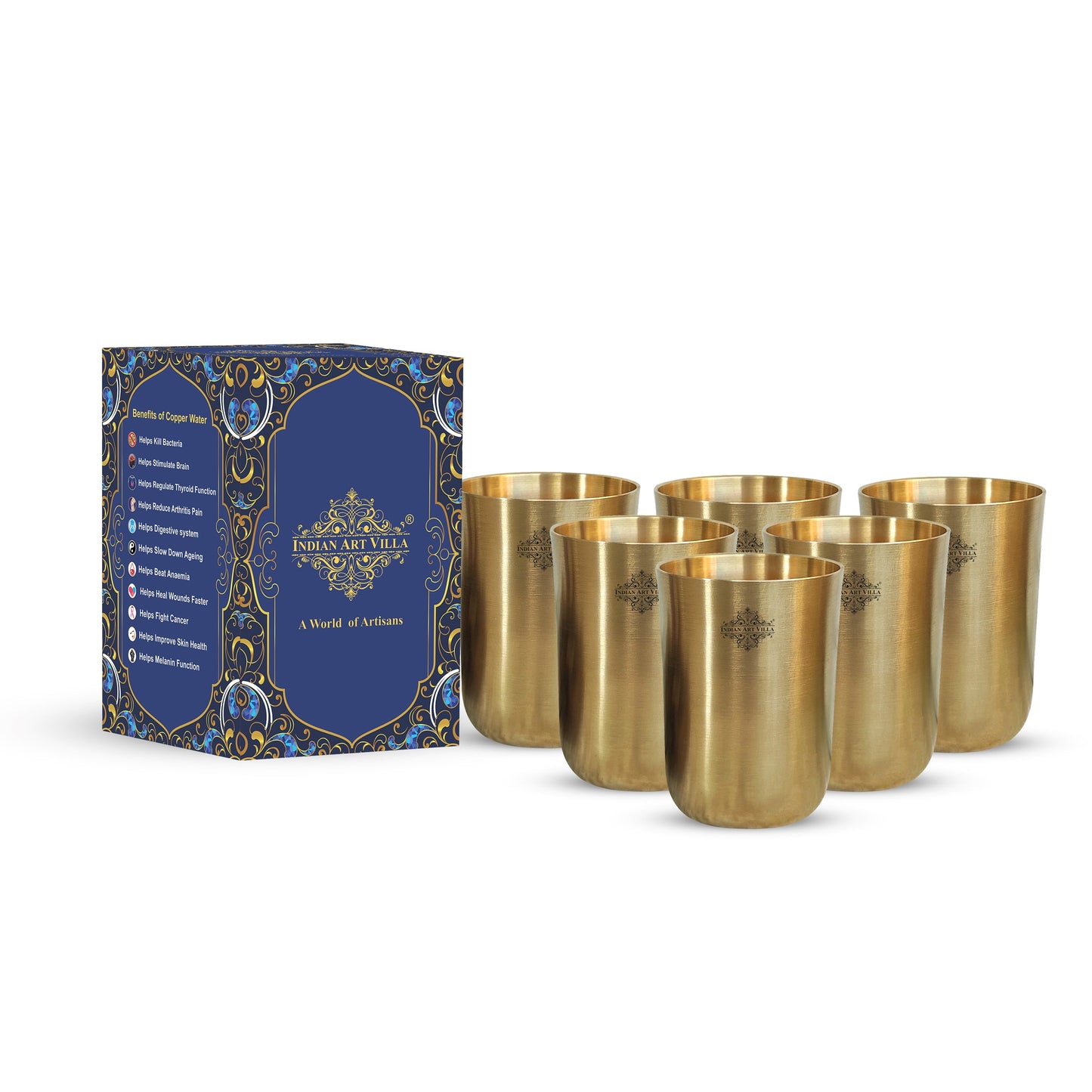 Brass Glass With Matt Finish, Volume-300 ML