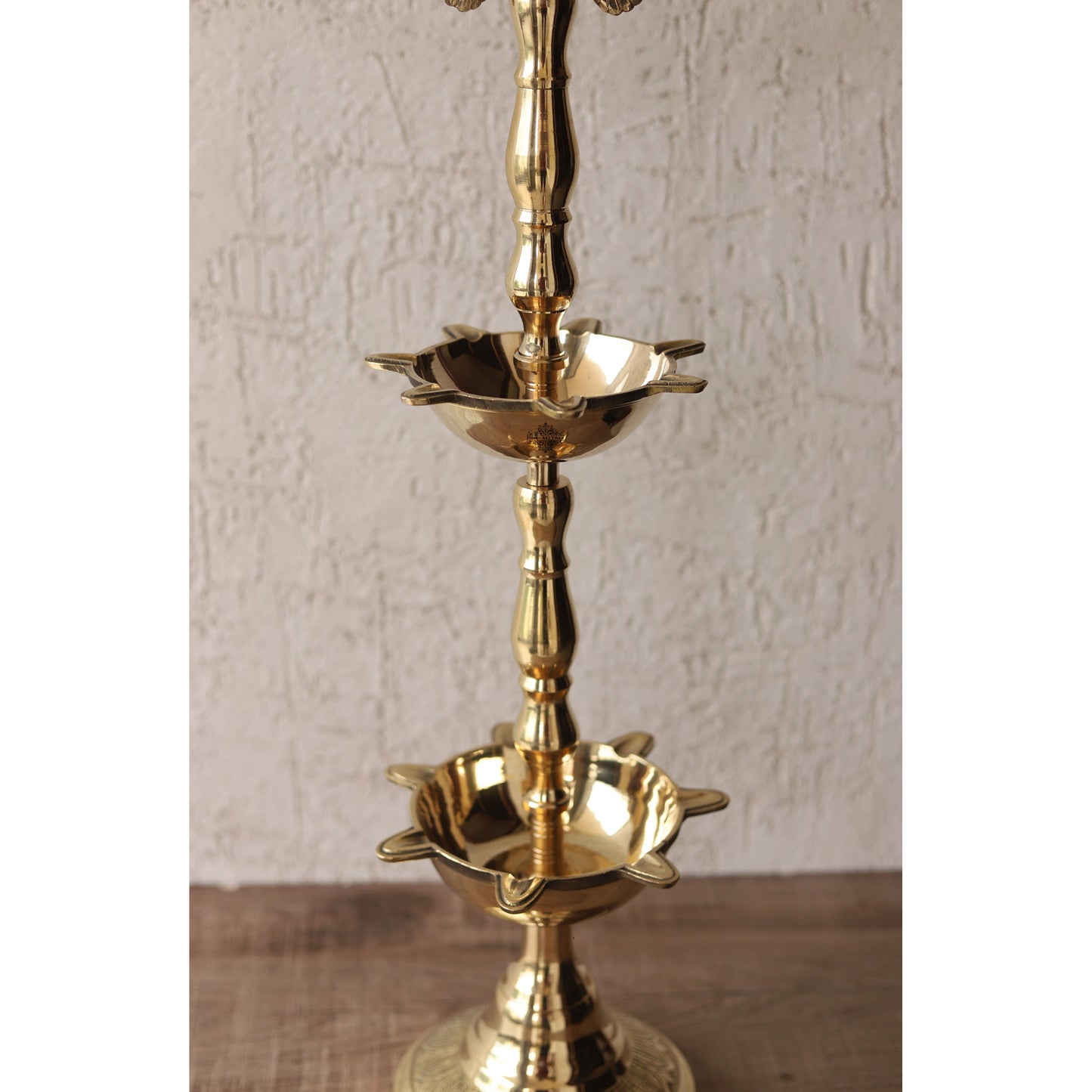 Handcrafted Pure Brass Peacock Top Diya Oil Lamp Stand Diya