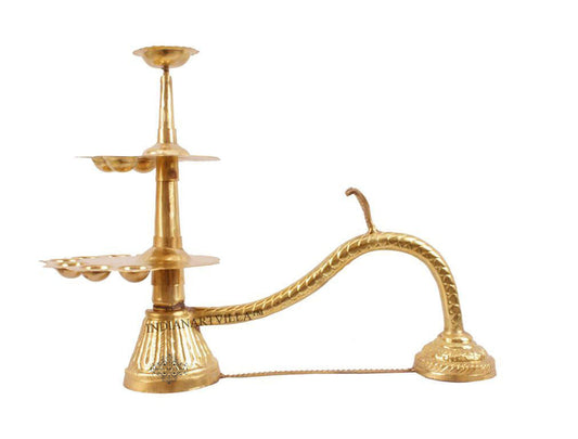 Unique Designed Handmade Hindu Religious Aarti Diya for Poojan, Temple, Gifts, 30.48 cm