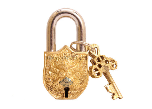 Pure Brass Small Owl Design Lock with 2 Key