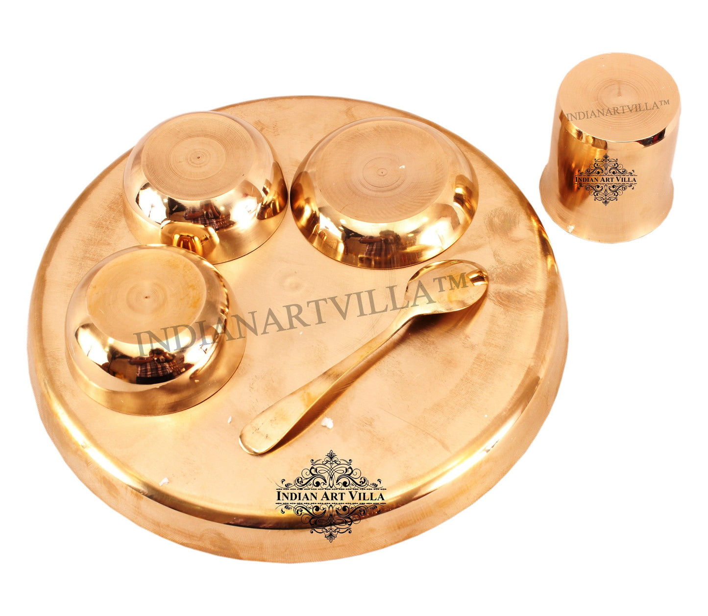 Handcrafted Pure Bronze 6 Pieces Dinner Set with Plain Design, Dinnerware, Tableware