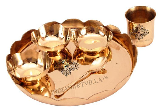 Bronze Handmade Lotus Design Dinner set of 6 Pieces, Dinnerware, Tableware