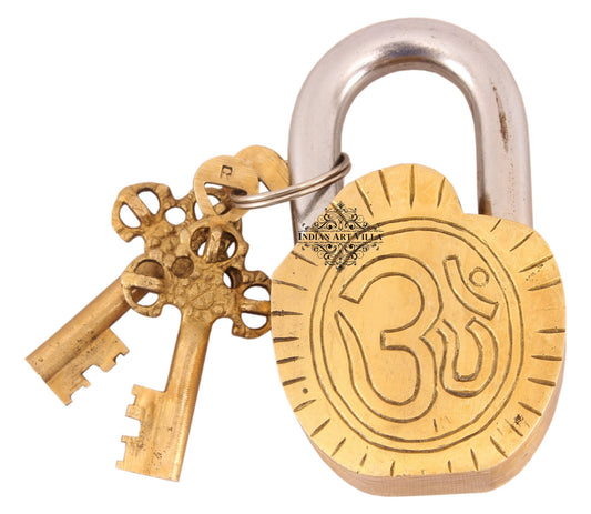 Pure Brass Shiv Pariwar Design Lock with 2 Keys