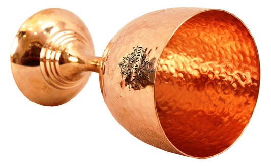Pure Copper Hammered Design Wine Glass with Bottom 250 ML