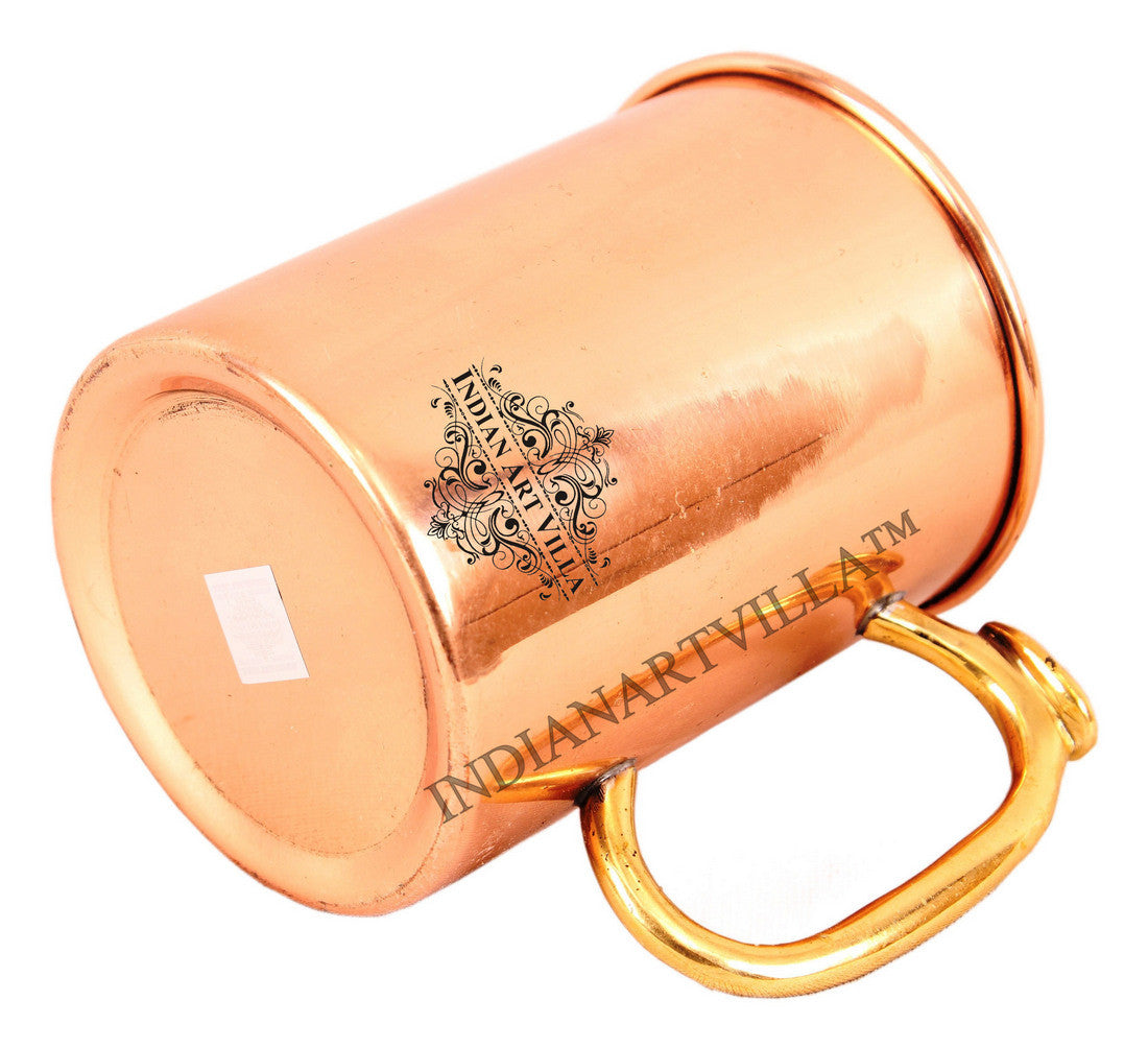 Pure Copper Plain Design Mug With Brass Thumb Design Handle 530 ML