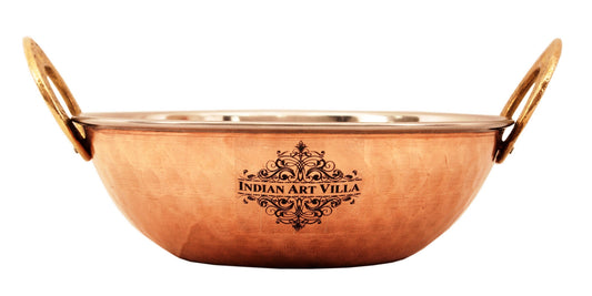 Handcrafted Pure Steel Copper Handi with Kadhai Wok Bowl
