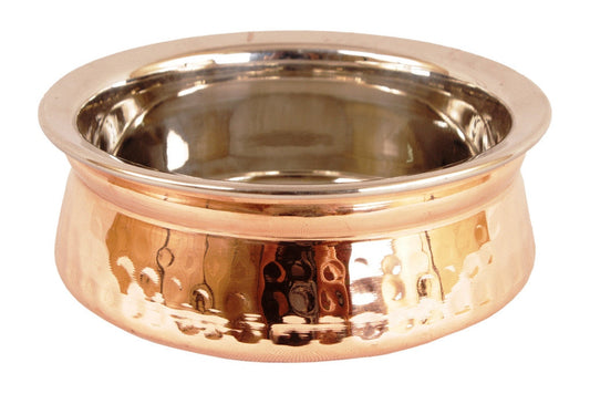 Handcrafted Steel Copper Donga with Lid|Handi|Kadai|Tawa Serving Set