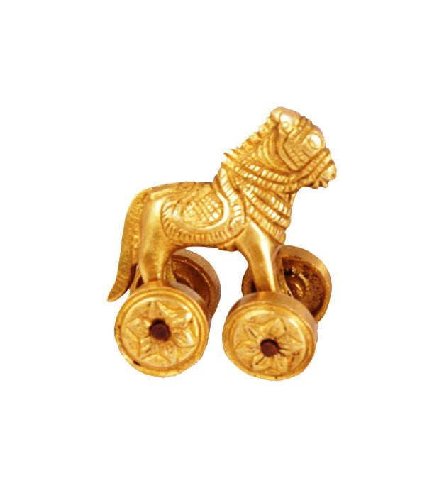 Brass Big Horse With Wheel For Decoration Home