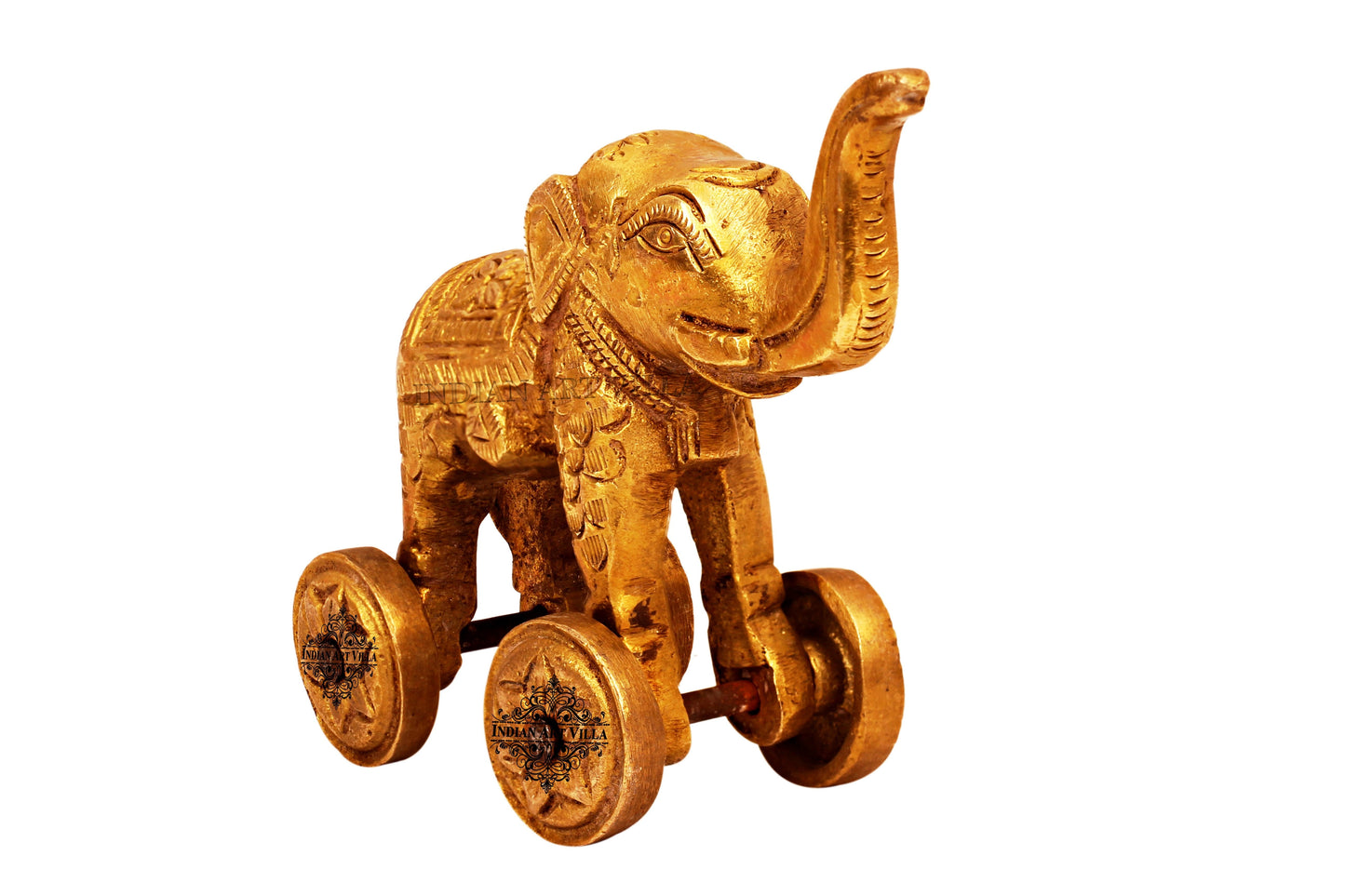 Brass Big Elephant With Wheel For Decoration Home