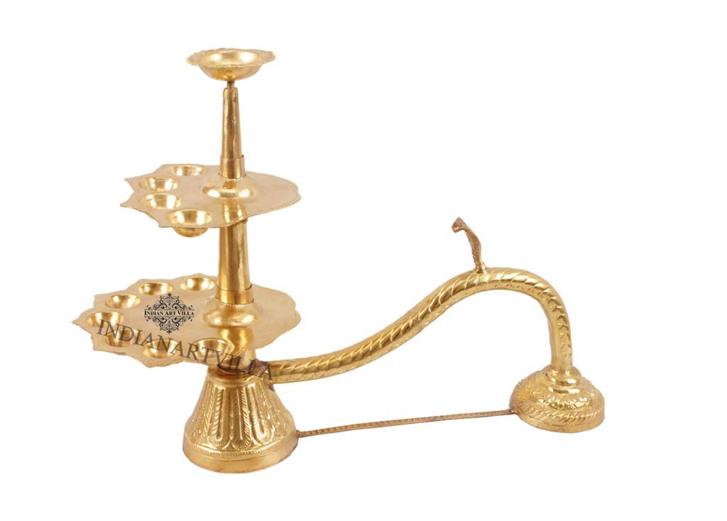 Unique Designed Handmade Hindu Religious Aarti Diya for Poojan, Temple, Gifts, 30.48 cm