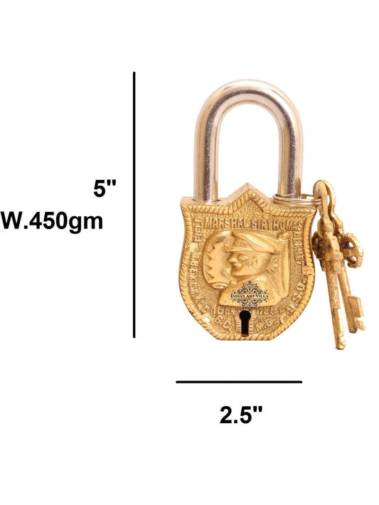 Pure Brass Marshal Design Lock with 2 Key