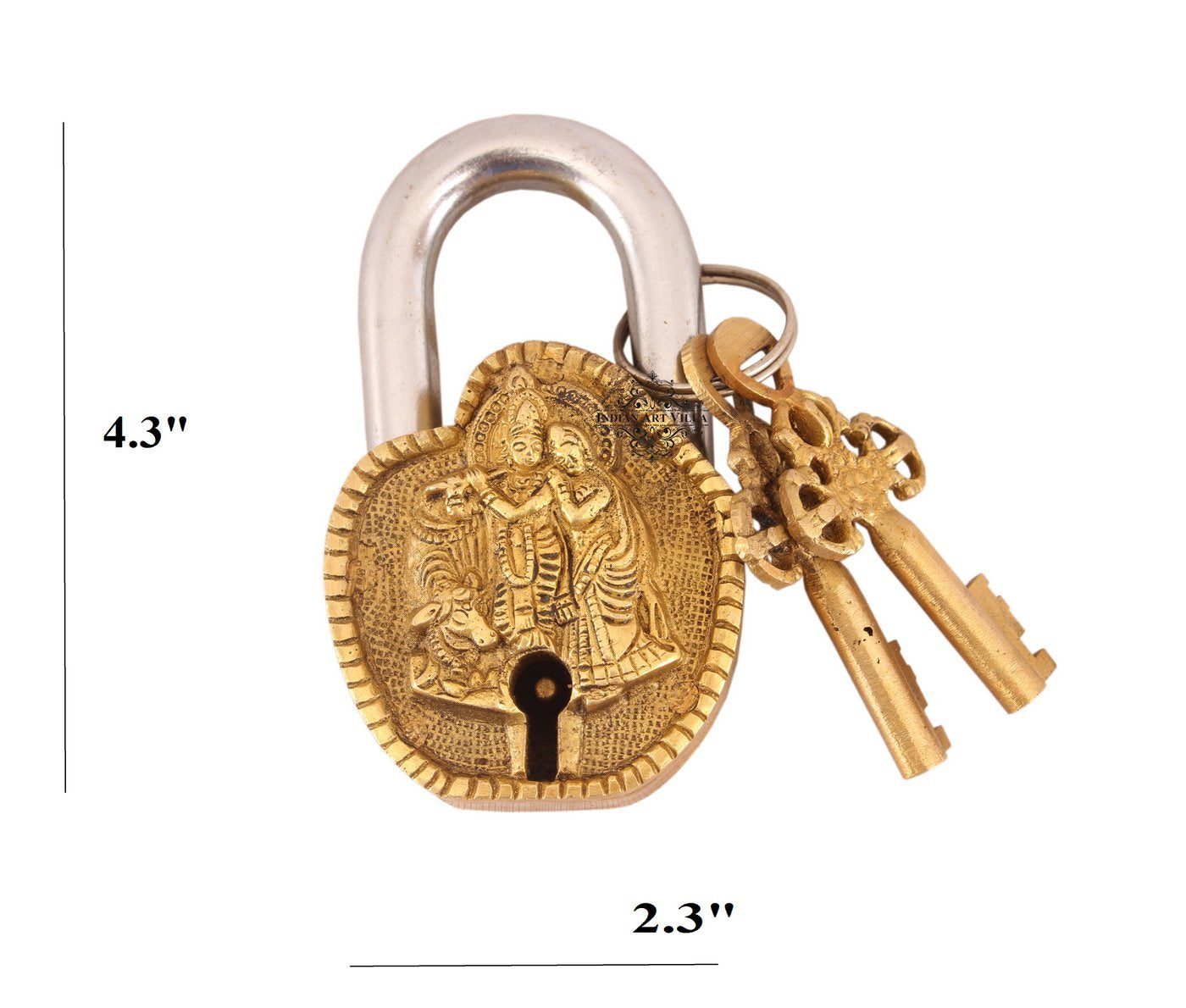 Pure Brass Radha Krishna Ji Design Lock with 2 Key