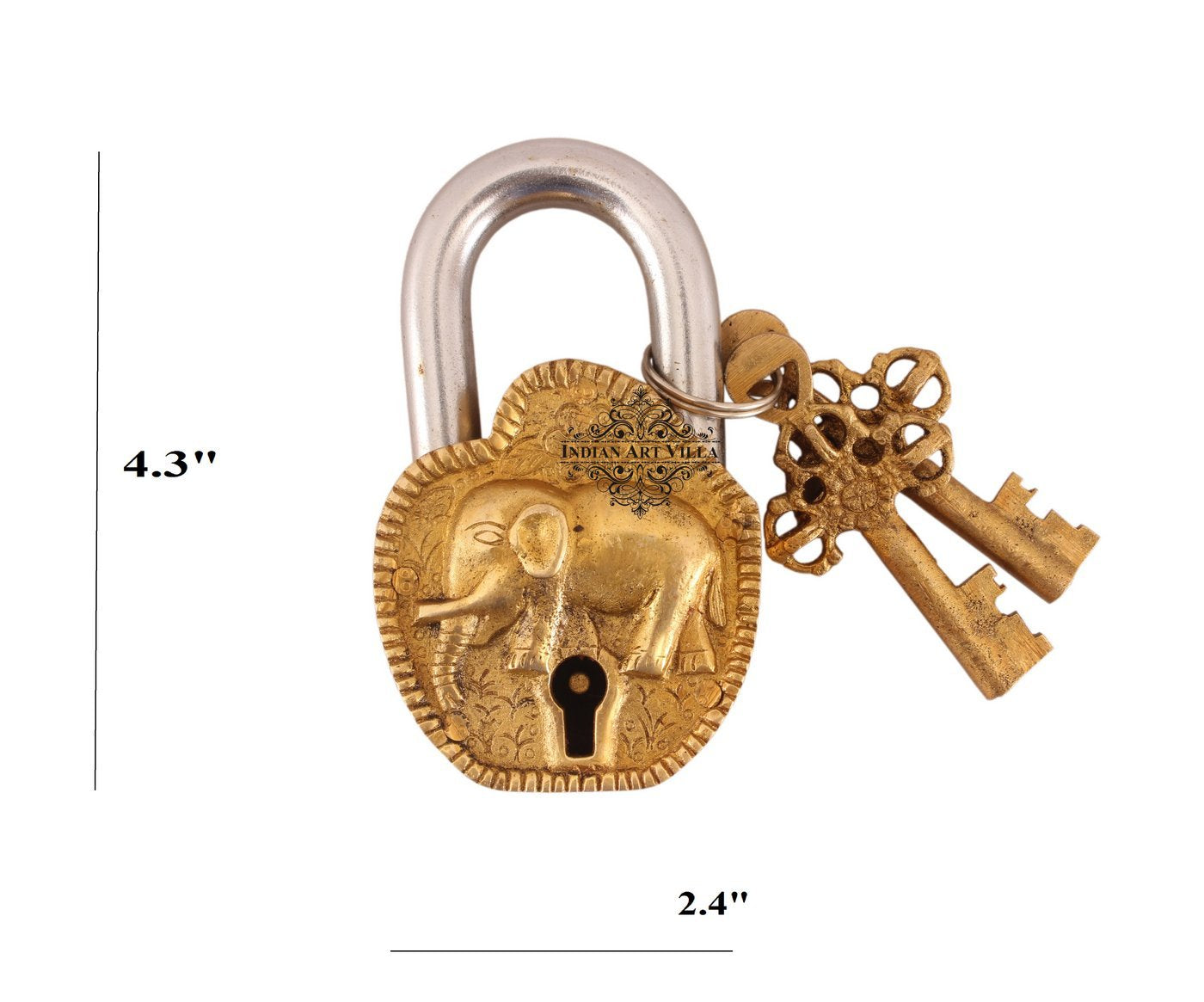 Pure Brass Elephant Design Lock with 2 Keys