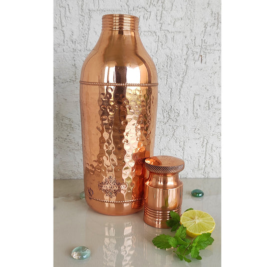 Pure Copper Bottle For Cocktail Wine Shaker With Hammered Design