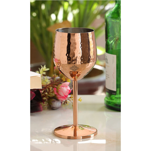 Pure Steel with Copper Plated Hammered Cocktail Glass Barware 350 ML
