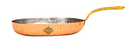 Pure Copper Oval Pan Inside Tin Lining with Brass Handle