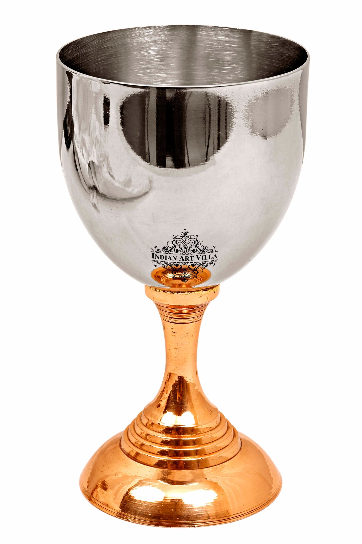 Pure Steel Goblet Wine Glass with Copper Bottom 300 ML