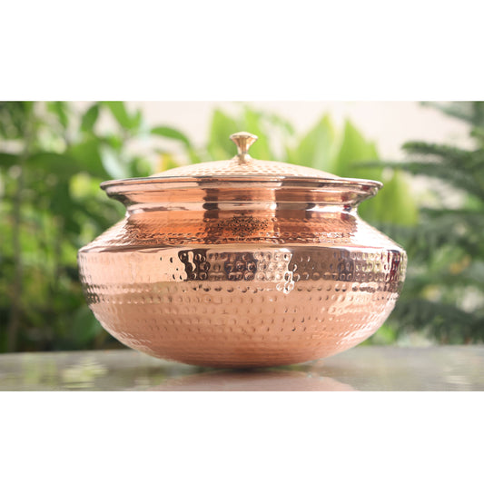 Pure Copper Handi / Degchi With Lid | Tin Lining Inside, Cookware & Serveware For Home, Hotel & Restaurants