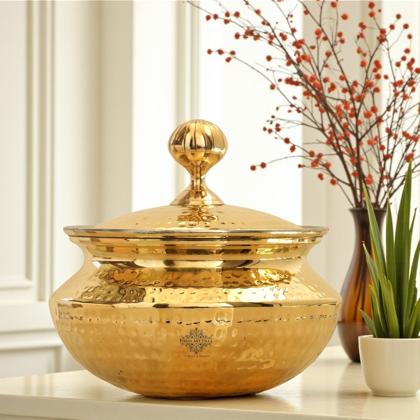 Pure Brass Handi / Degchi With Tin Lining Inside & Lid