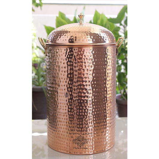 Handmade Pure Copper Hammered Design 12 Liter Storage Pot
